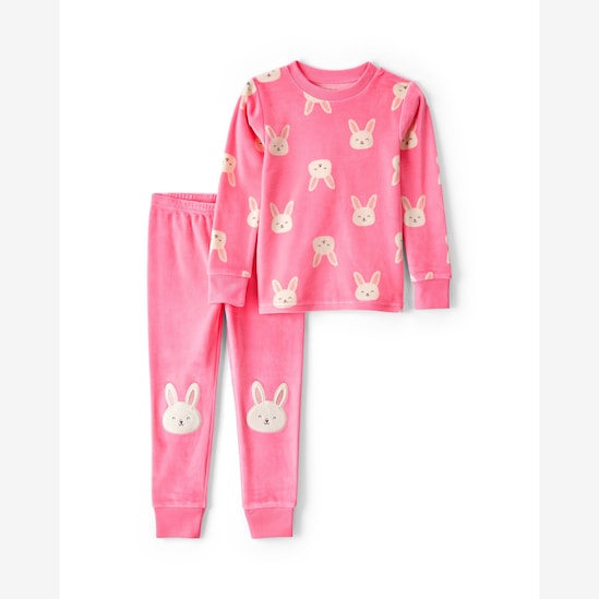 Pijama longo infantil 2 peças em plush coelho - rosa | Carter's