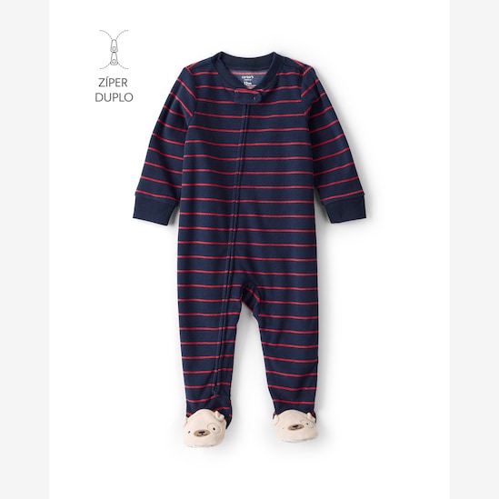 Macacão pijama bebê em fleece cachorro - azul | Carter's