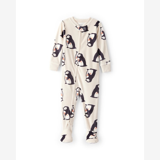 Macacão pijama bebê em fleece pinguim - bege | Carter's