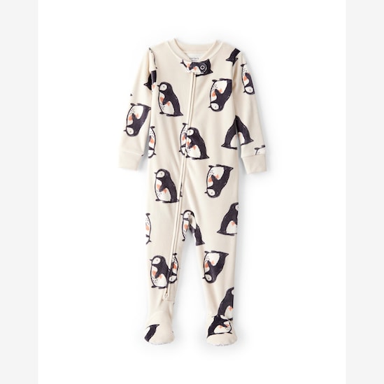 Macacão pijama infantil em fleece pinguim - bege | Carter's