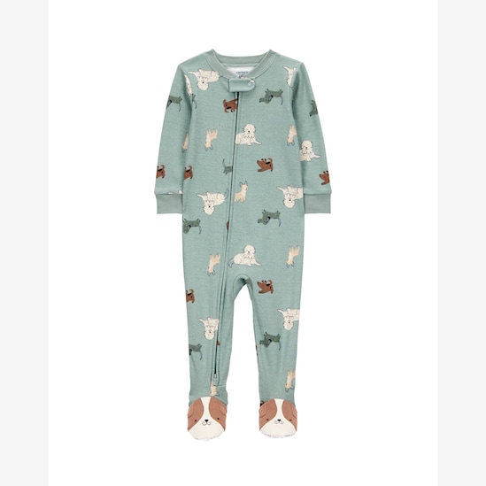 Macacão pijama infantil com pezinho cachorros - verde | Carter's