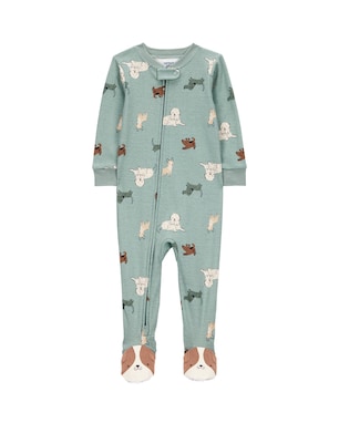 Macacão pijama infantil com pezinho cachorros - verde | Carter's