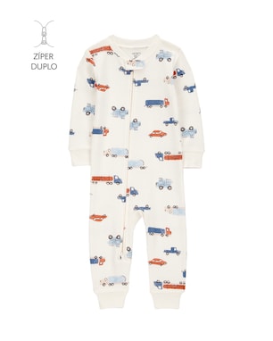 Macacão pijama bebê carros - bege | Carter's