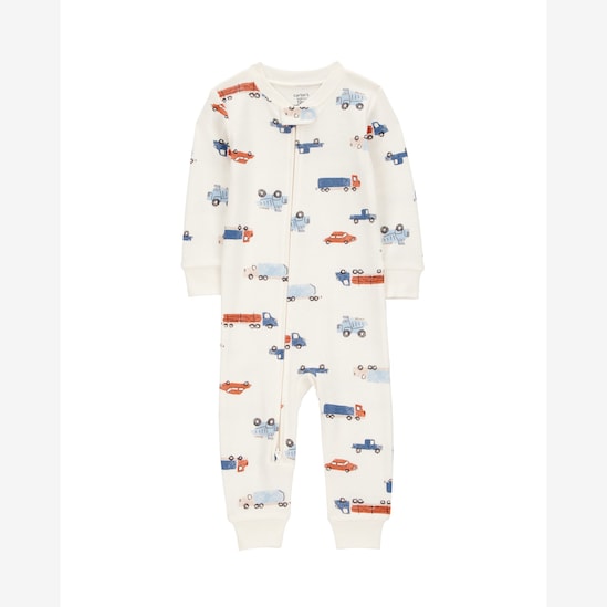 Macacão pijama bebê carros - bege | Carter's