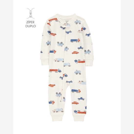 Macacão pijama bebê carros - bege | Carter's