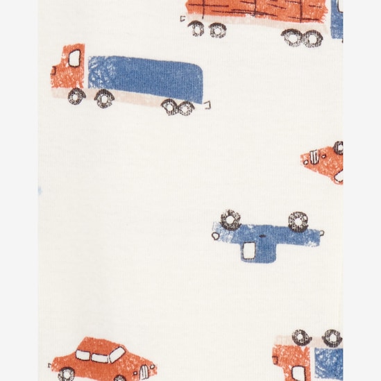 Macacão pijama bebê com pezinho carros - bege | Carter's
