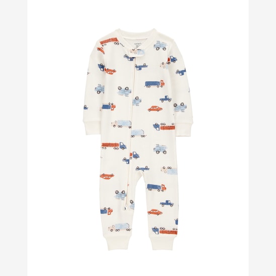 Macacão pijama infantil carros - bege | Carter's