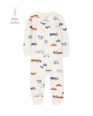 Macacão pijama infantil carros - bege | Carter's