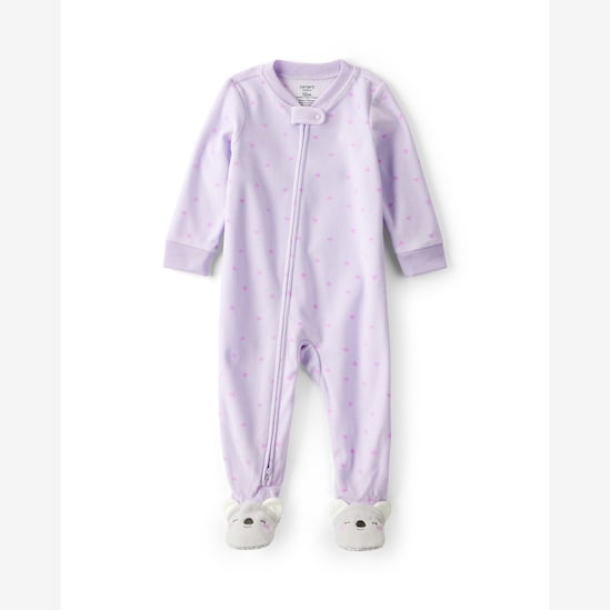 Macacão bebê em fleece coração coala - lilás | Carter's
