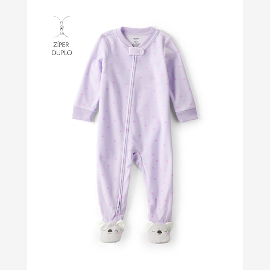 Macacão bebê em fleece coração coala - lilás | Carter's