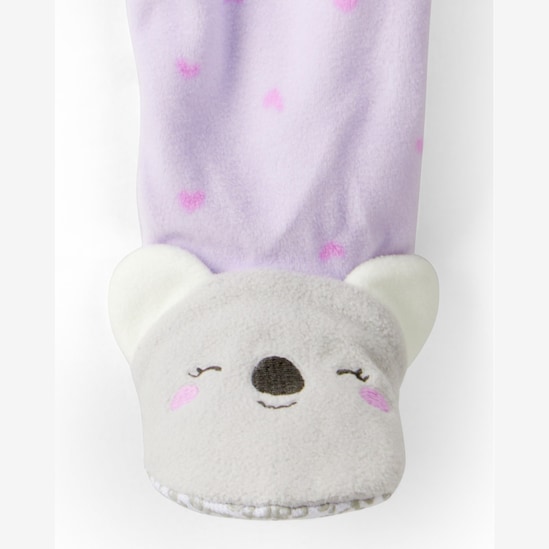 Macacão bebê em fleece coração coala - lilás | Carter's