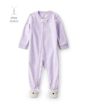 Macacão bebê em fleece coração coala - lilás | Carter's