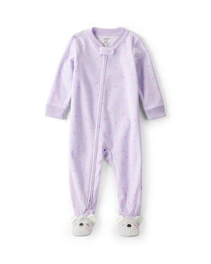 Macacão infantil em fleece coração coala - lilás | Carter's