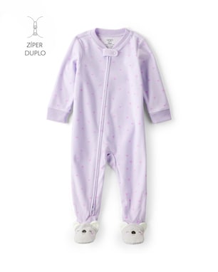 Macacão infantil em fleece coração coala - lilás | Carter's