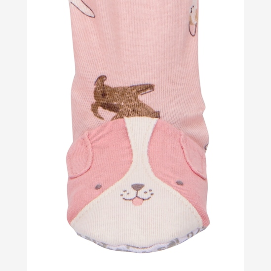 Macacão pijama bebê com pezinho cachorros - rosa | Carter's