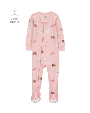 Macacão pijama infantil com pezinho cachorros - rosa | Carter's