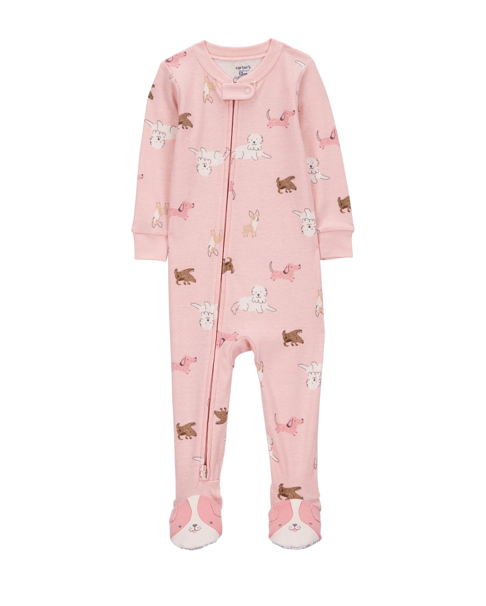 Macacão pijama infantil com pezinho cachorros - rosa | Carter's