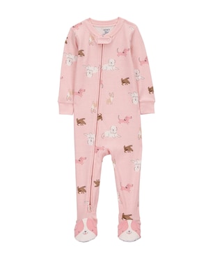Macacão pijama infantil com pezinho cachorros - rosa | Carter's
