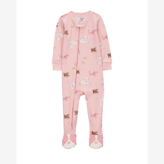 Macacão pijama infantil com pezinho cachorros - rosa | Carter's