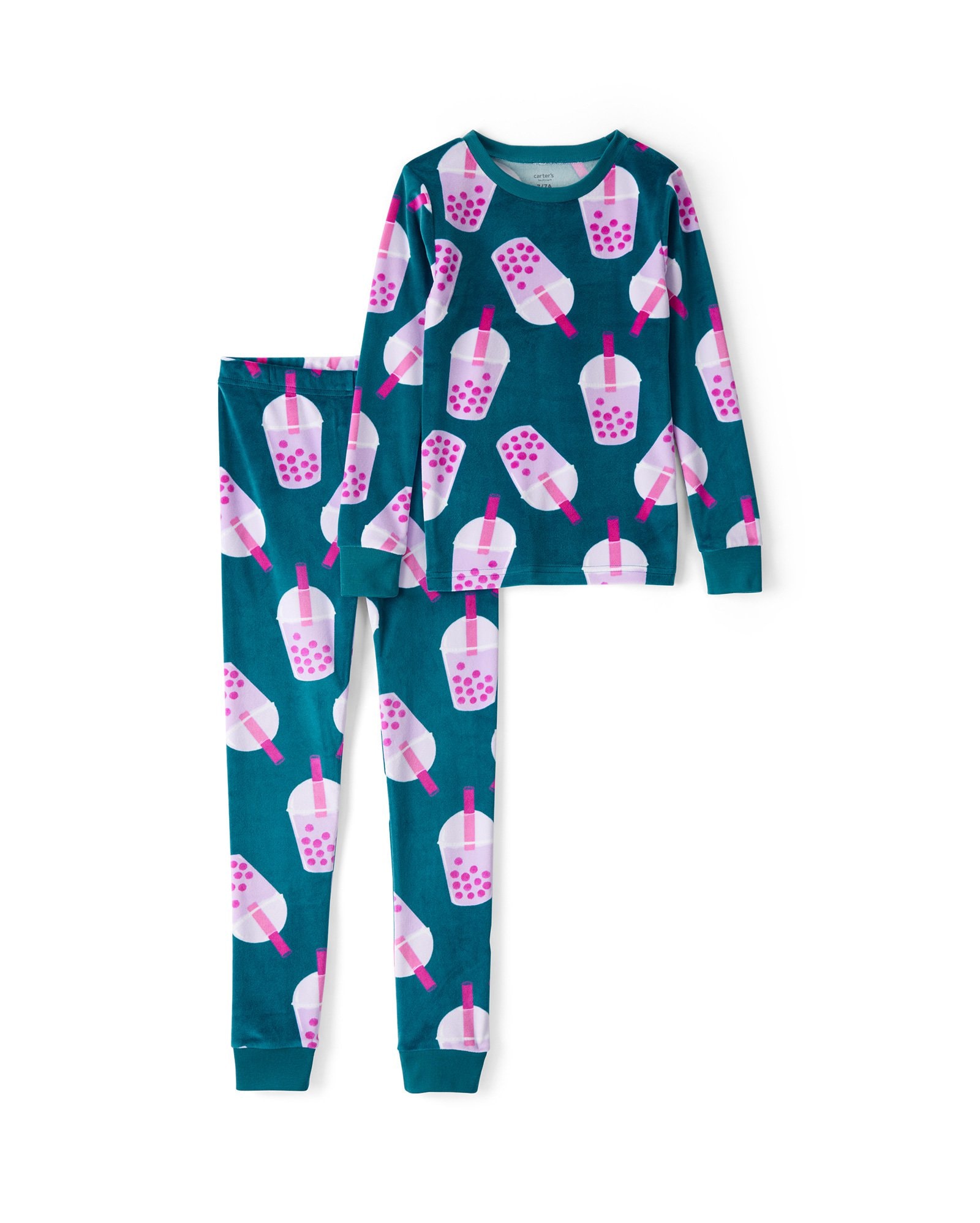 Pijama longo infantil 2 peças em plush bubble tea - verde | Carter's