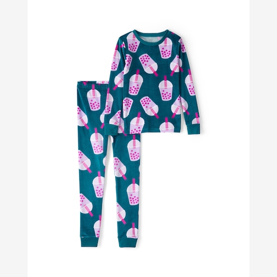 Pijama longo infantil 2 peças em plush bubble tea - verde | Carter's