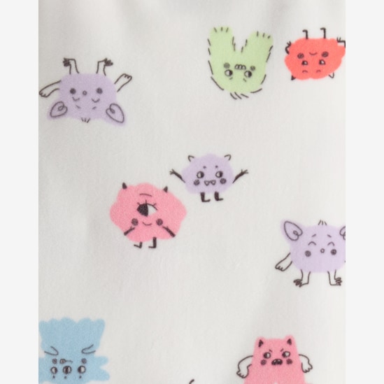 Pijama longo infantil 2 peças em plush monstrinhos - off-white | Carter's