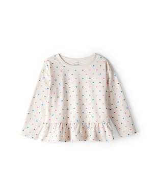 Blusa infantil com babados corações - bege | Carter's