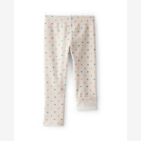 Calça legging infantil peluciada corações - bege | Carter's