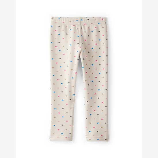 Calça legging infantil peluciada corações - bege | Carter's
