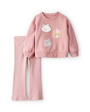 Conjunto longo infantil 2 peças gatinhos - rosa | Carter's