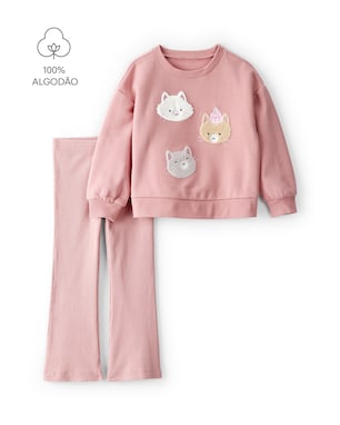 Conjunto longo infantil 2 peças gatinhos - rosa | Carter's