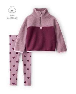 Conjunto Carter's infantil menina em sherpa coração 2 peças - Lilás