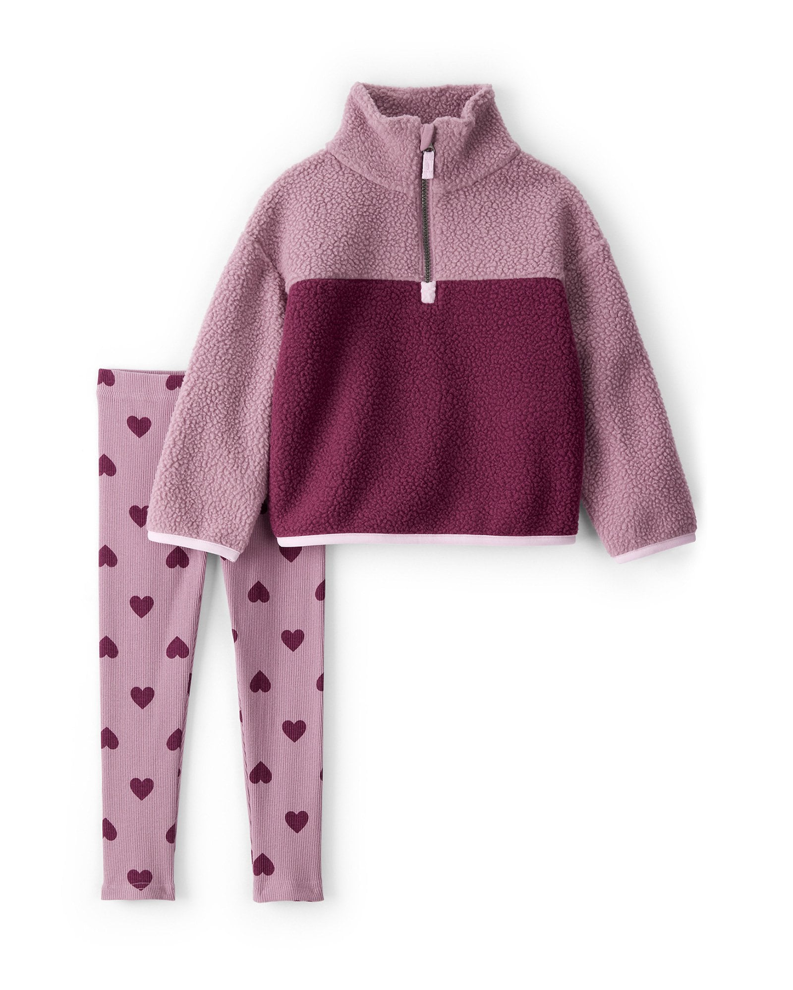 Conjunto longo infantil 2 peças sherpa corações - lilás | Carter's
