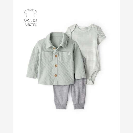 Conjunto longo bebê 3 peças matelassê - multicor | Carter's