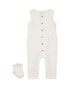 Macacão bebê + meias canelado com bolso - bege | Carter’s