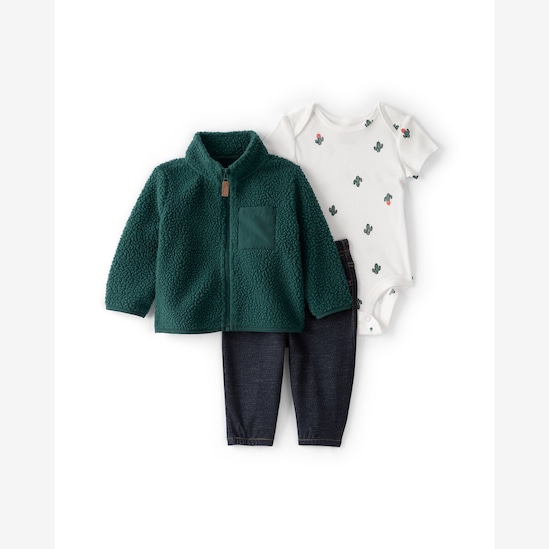 Conjunto longo bebê 3 peças sherpa - multicor | Carter's