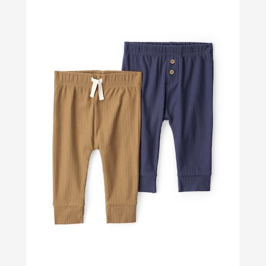 Kit calça bebê 2 peças jogger canelada - multicor | Carter's