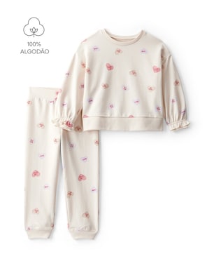Conjunto longo infantil 2 peças corações - bege | Carter's