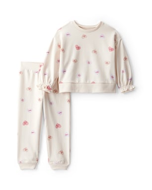 Conjunto longo infantil 2 peças corações - bege | Carter's