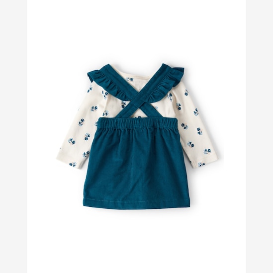 Salopete bebê veludo cotelê com blusa e meia calça - multicor | Carter's
