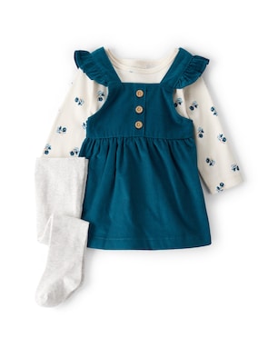 Salopete bebê veludo cotelê com blusa e meia calça - multicor | Carter's