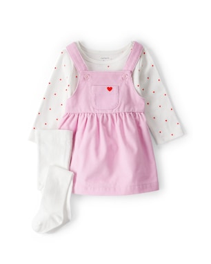 Salopete bebê veludo corações com blusa e meia calça - multicor | Carter's