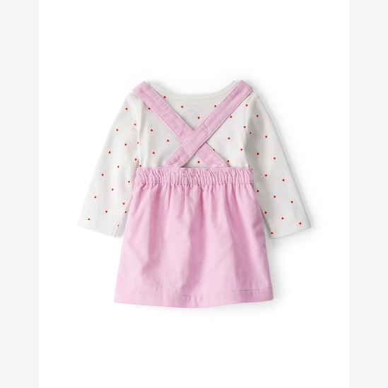 Salopete bebê veludo corações com blusa e meia calça - multicor | Carter's