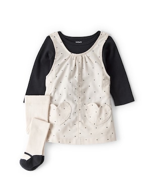 Salopete bebê poá com blusa e meia calça - multicor | Carter's