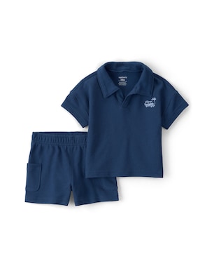 Conjunto curto bebê 2 peças bordado - azul | Carter's