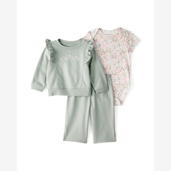Conjunto longo bebê 3 peças floral - multicor | Carter's