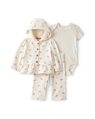 Conjunto longo bebê 3 peças floral - bege | Carter's