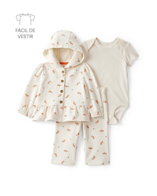 Conjunto longo bebê 3 peças floral - bege | Carter's
