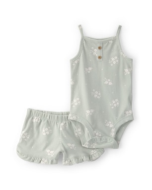Conjunto curto bebê 2 peças floral - verde | Carter's