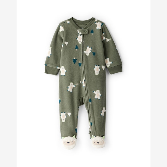 Macacão bebê em fleece monstrinhos - verde | Carter's